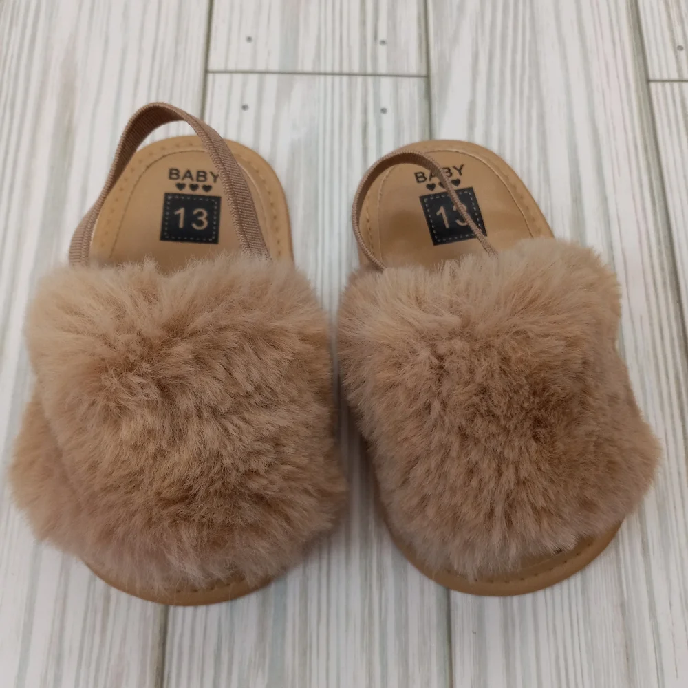 NEW 2 Pairs Faux Fur Embellished Baby Shoes